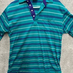 Chip beck Striped Teal Polo Shirt Lot